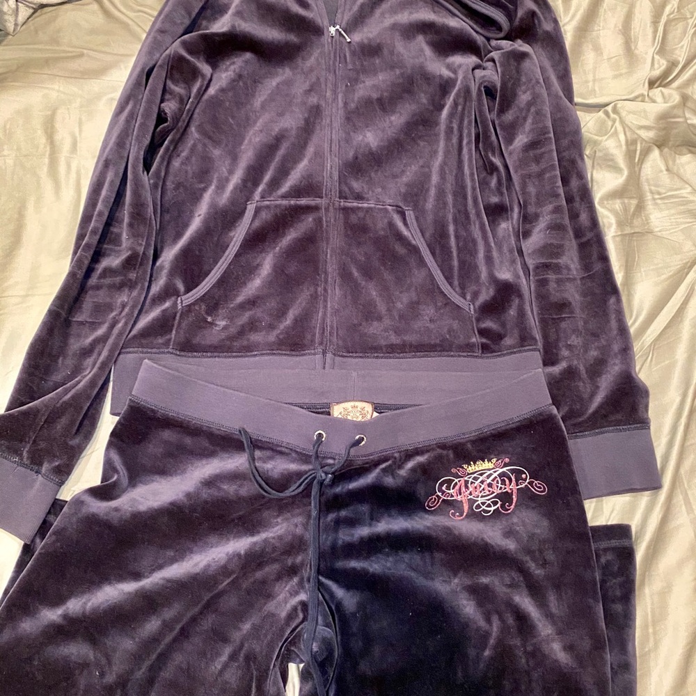 Juicy Couture dark blue velour tracksuit